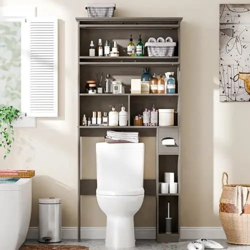 Over the Toilet Storage Cabinet with Glass Door