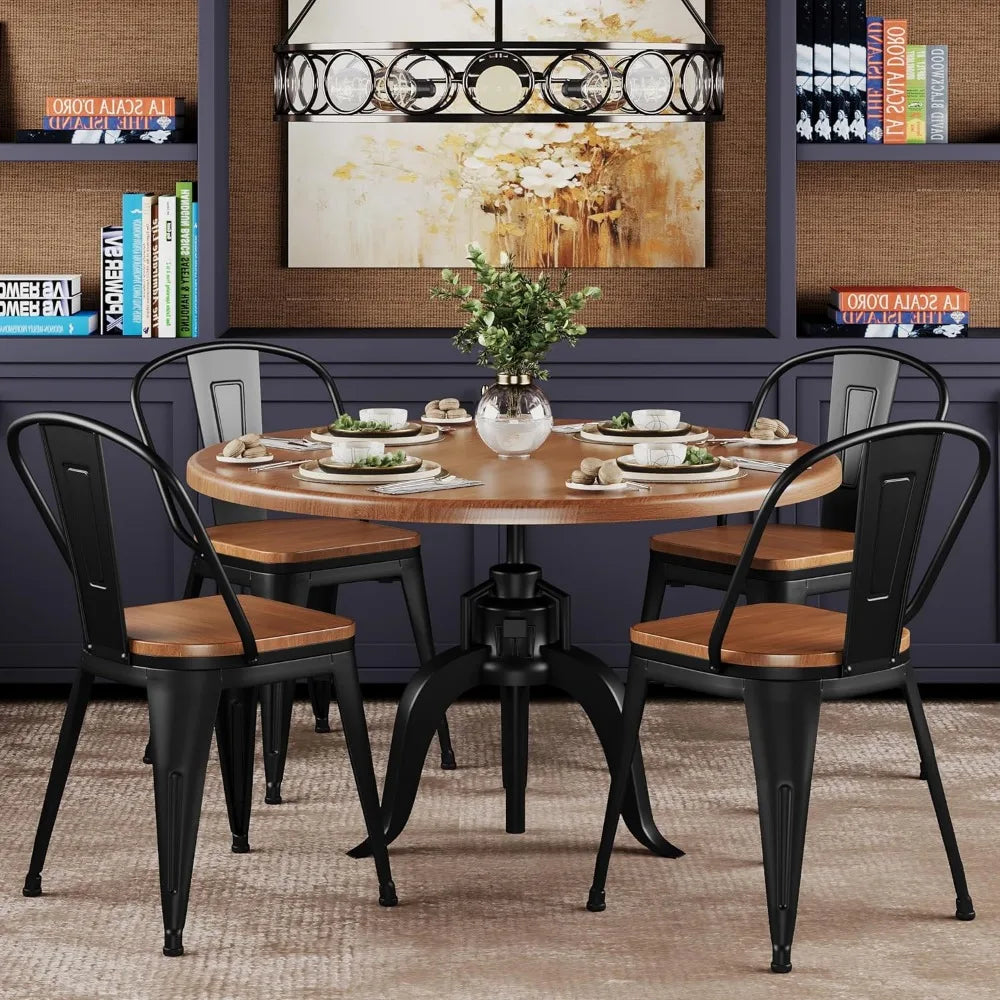 Set of 4 High Back Metal Chairs