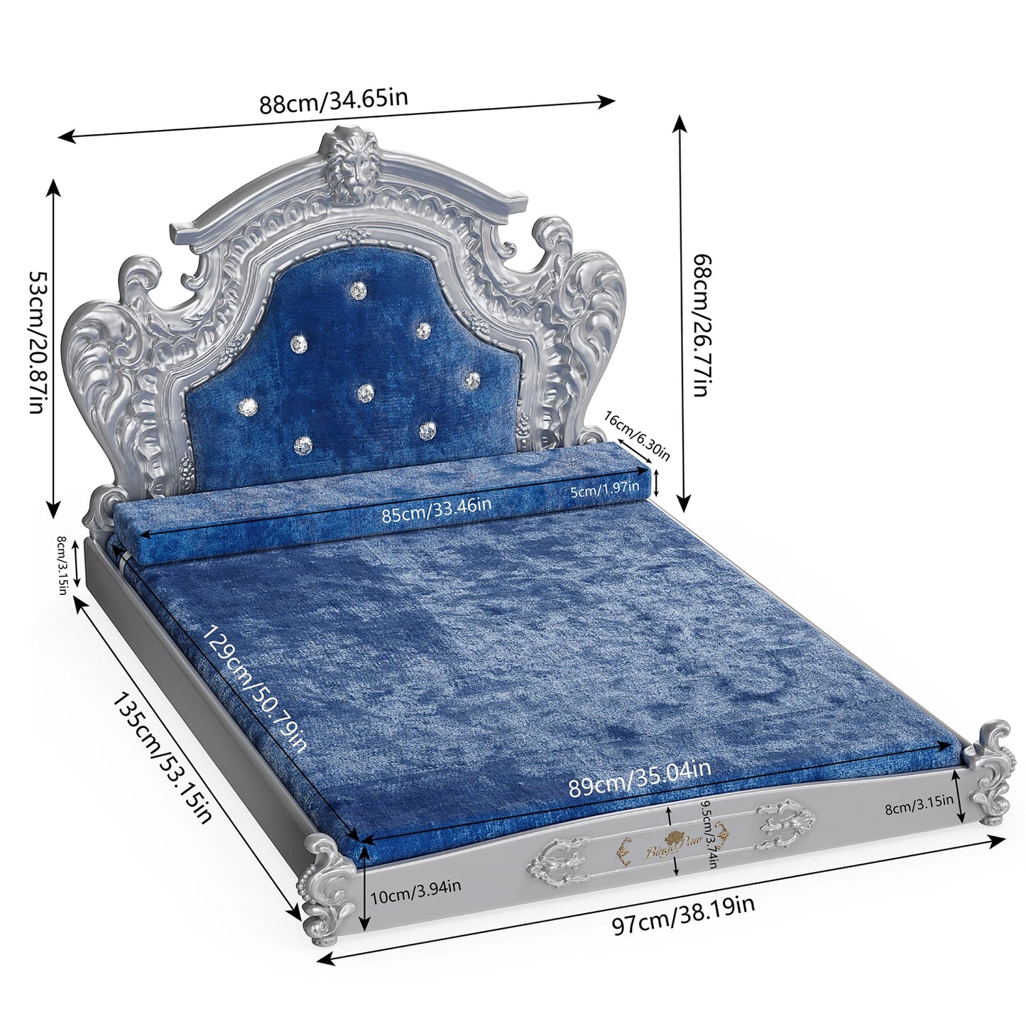 Velvet Dog Bed with Headboard