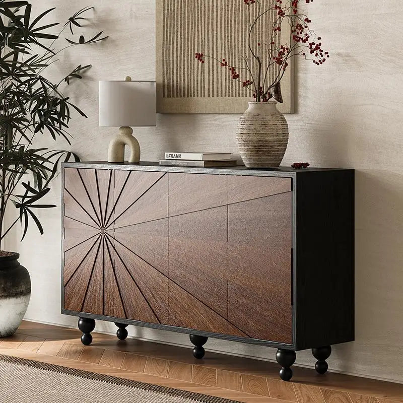 Retro Nordic Living Room Cabinet – Classic Glam Display & Storage Unit