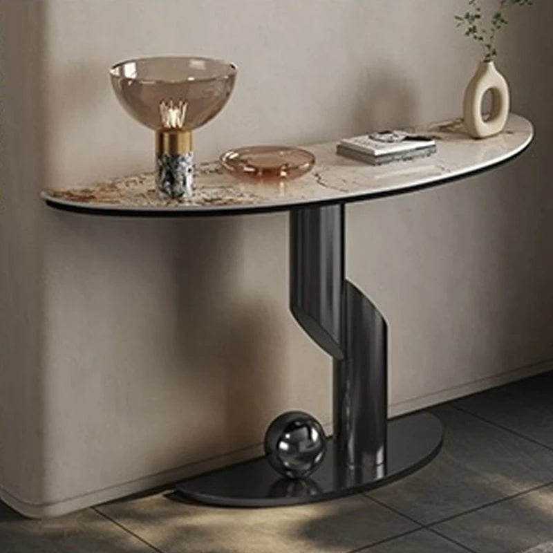 Modern Luxury Corner Console Table – Mid Century Metal Entryway Table for Hallway and Living Room