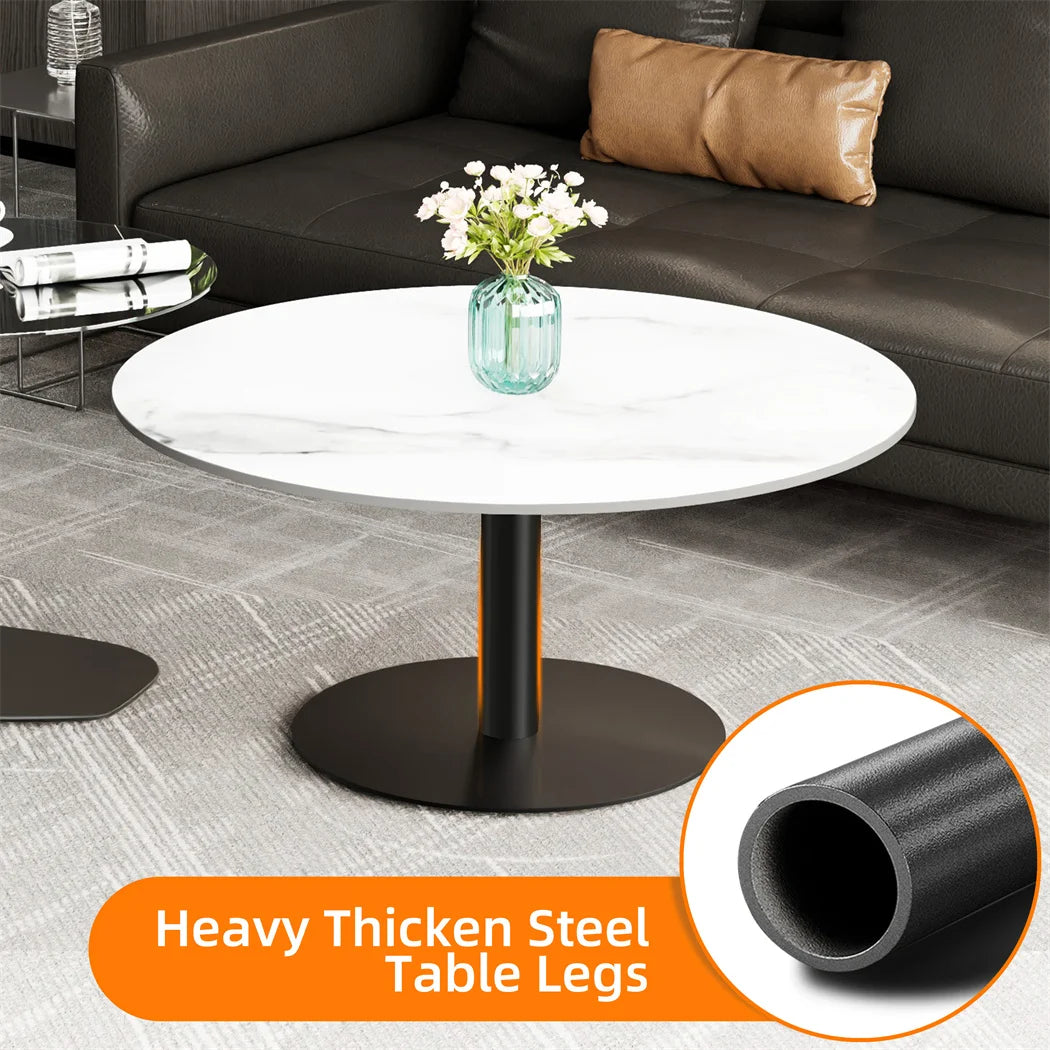 Round Wood Coffee Table Set