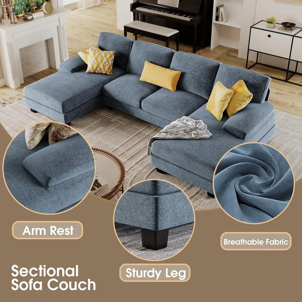 U‑Shaped Linen Sofa