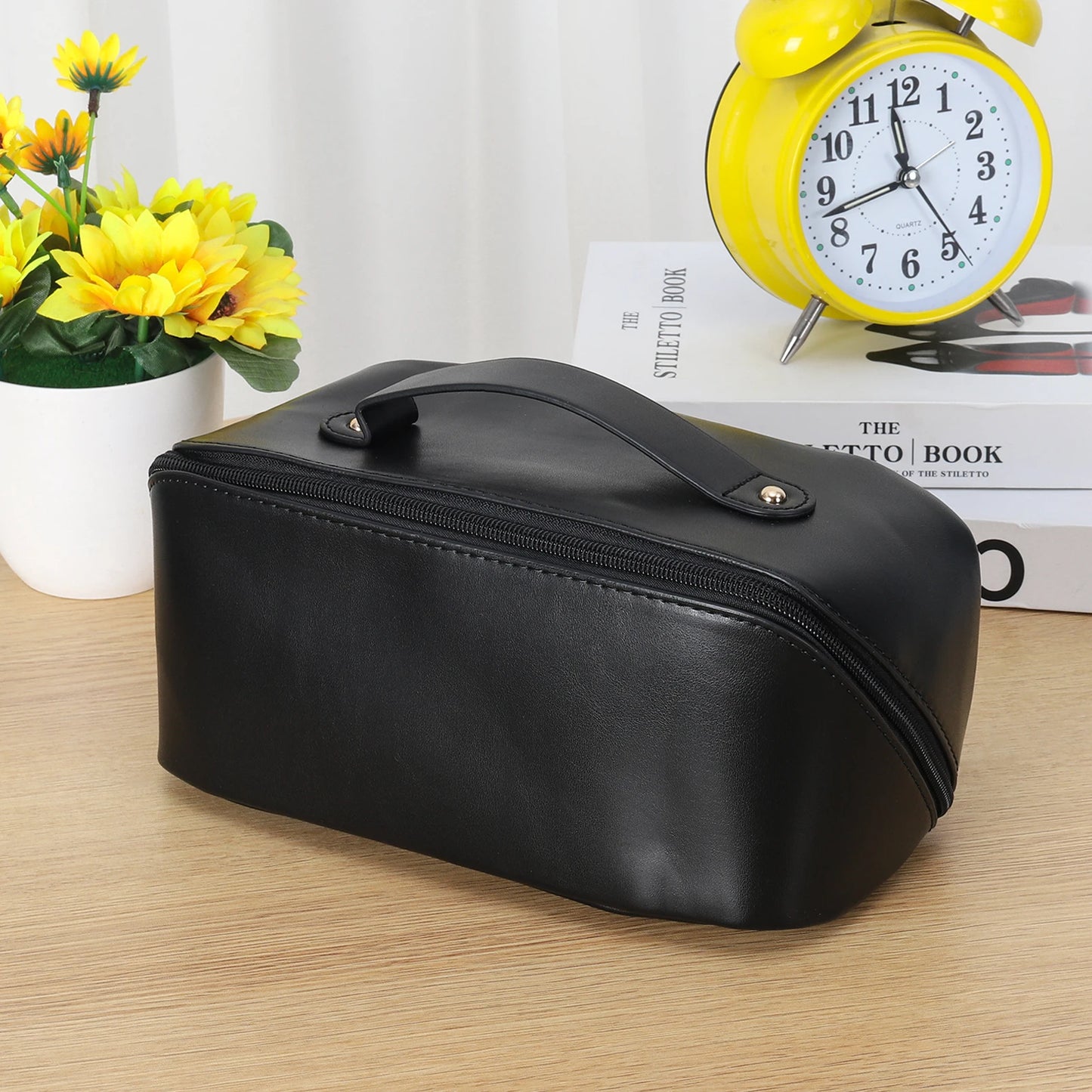 Travel Makeup Bag with Divider and Handle