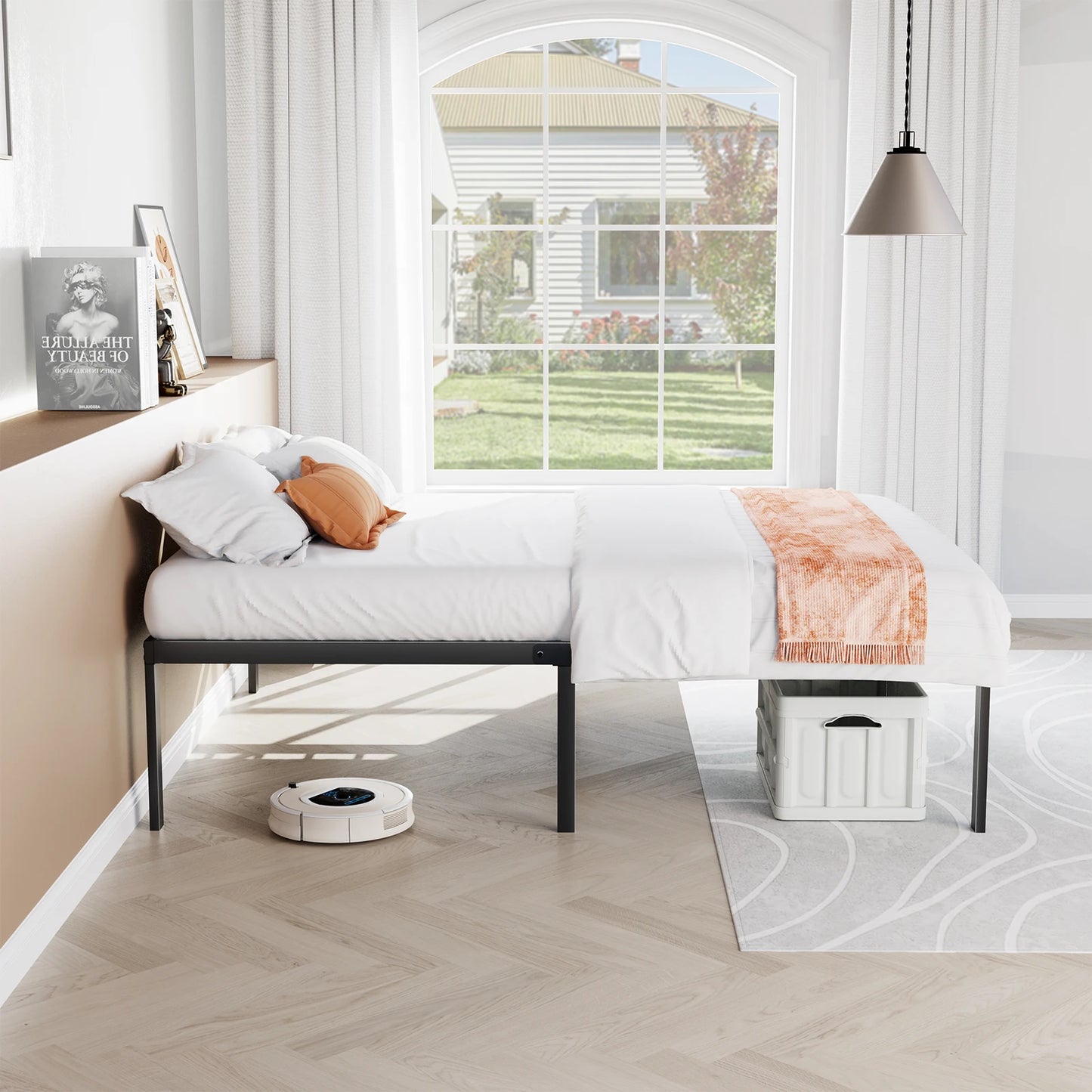 Metal Bed Frame with Storage Space