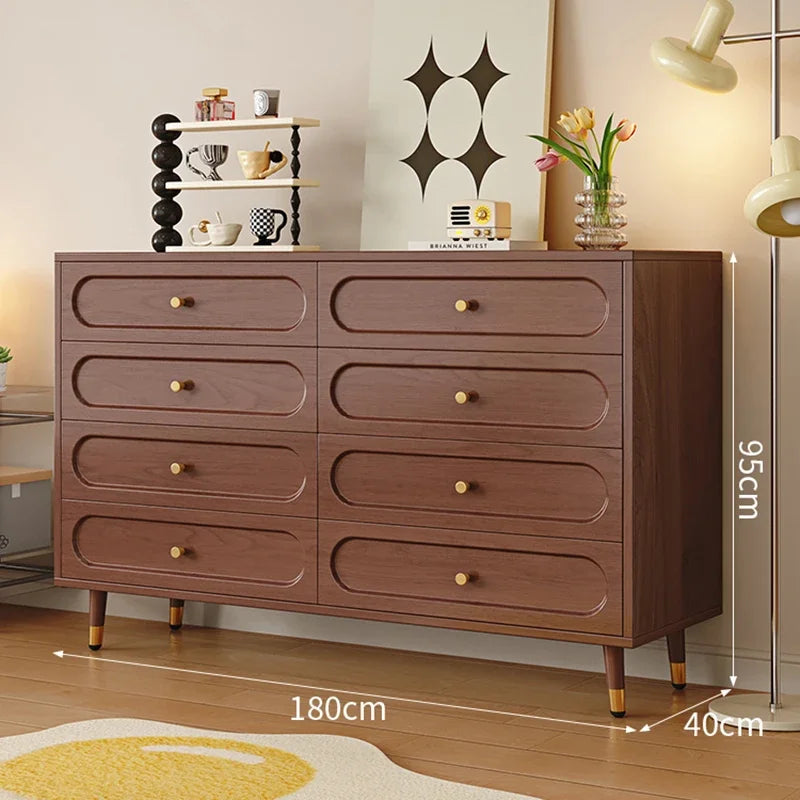 Modern Simple Dresser Cabinet – Minimalist Cream Hidden Storage with Stylish Handles