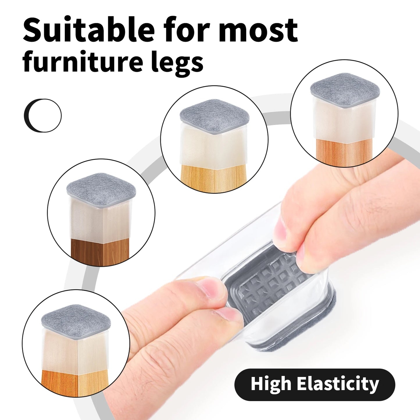 Grey Chair Leg Floor Protectors with Felt Pads (16PCS)
