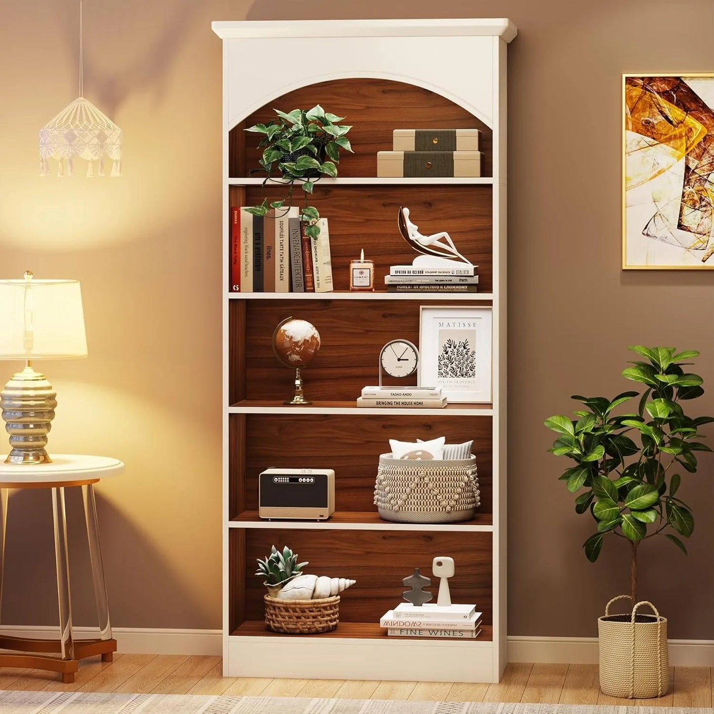 Tall White 5-Shelf Bookcase