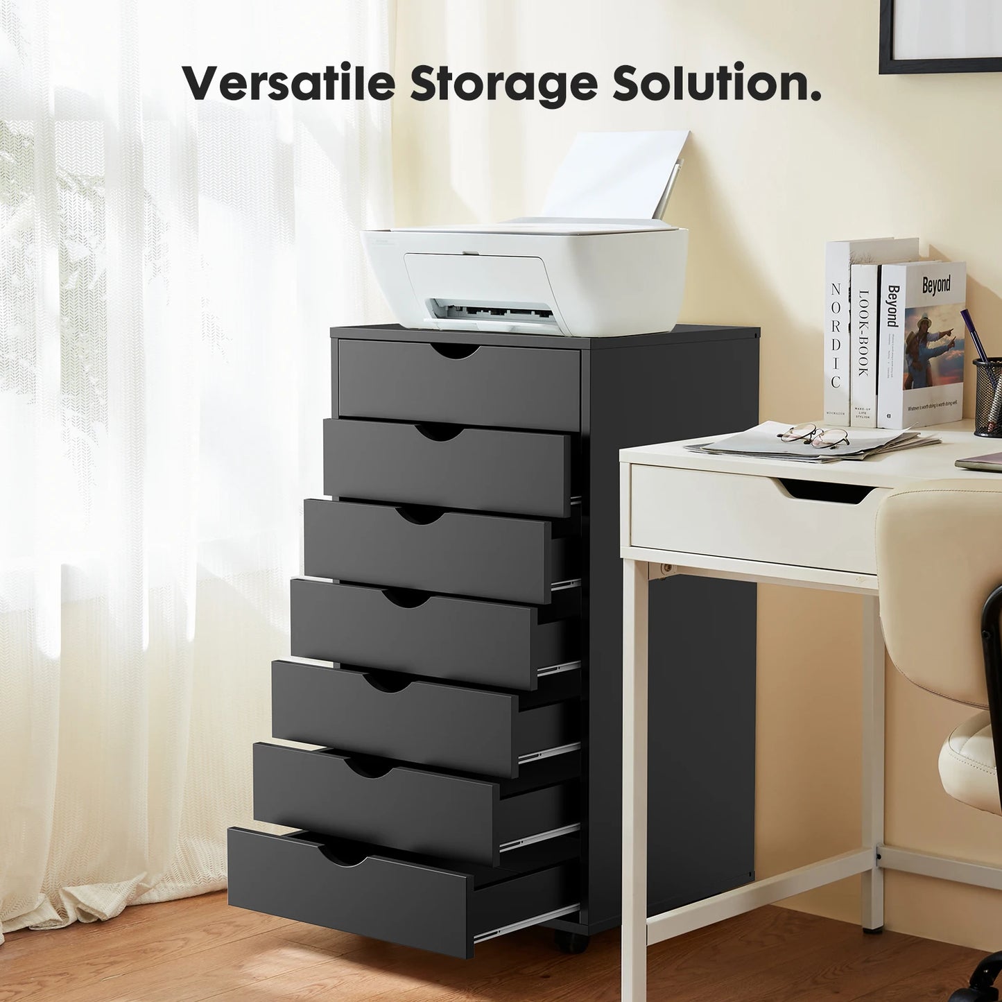 7-Drawer Chest Storage Cabinet with Wheels