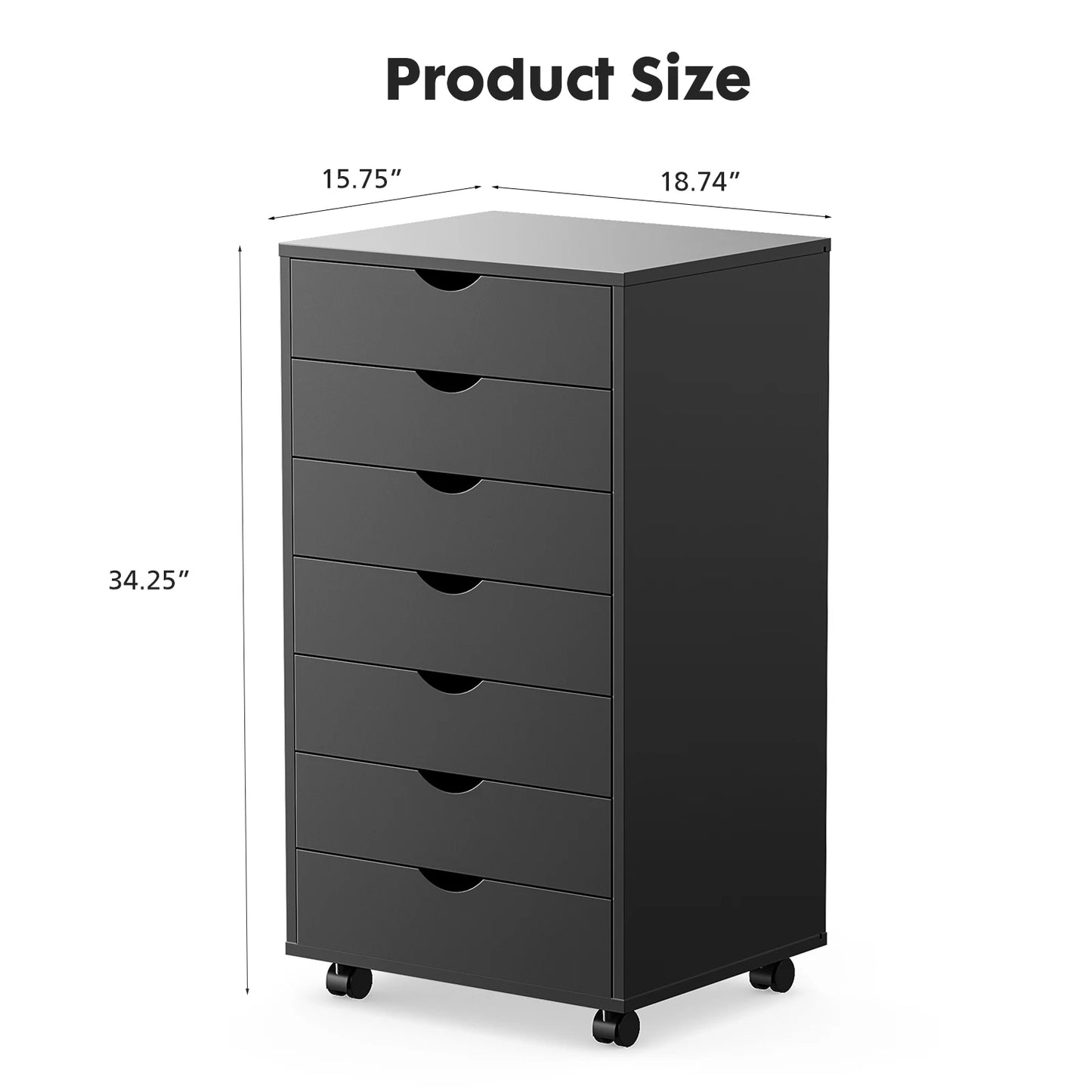 7-Drawer Chest Storage Cabinet with Wheels