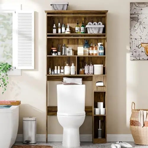 Over the Toilet Storage Cabinet with Glass Door