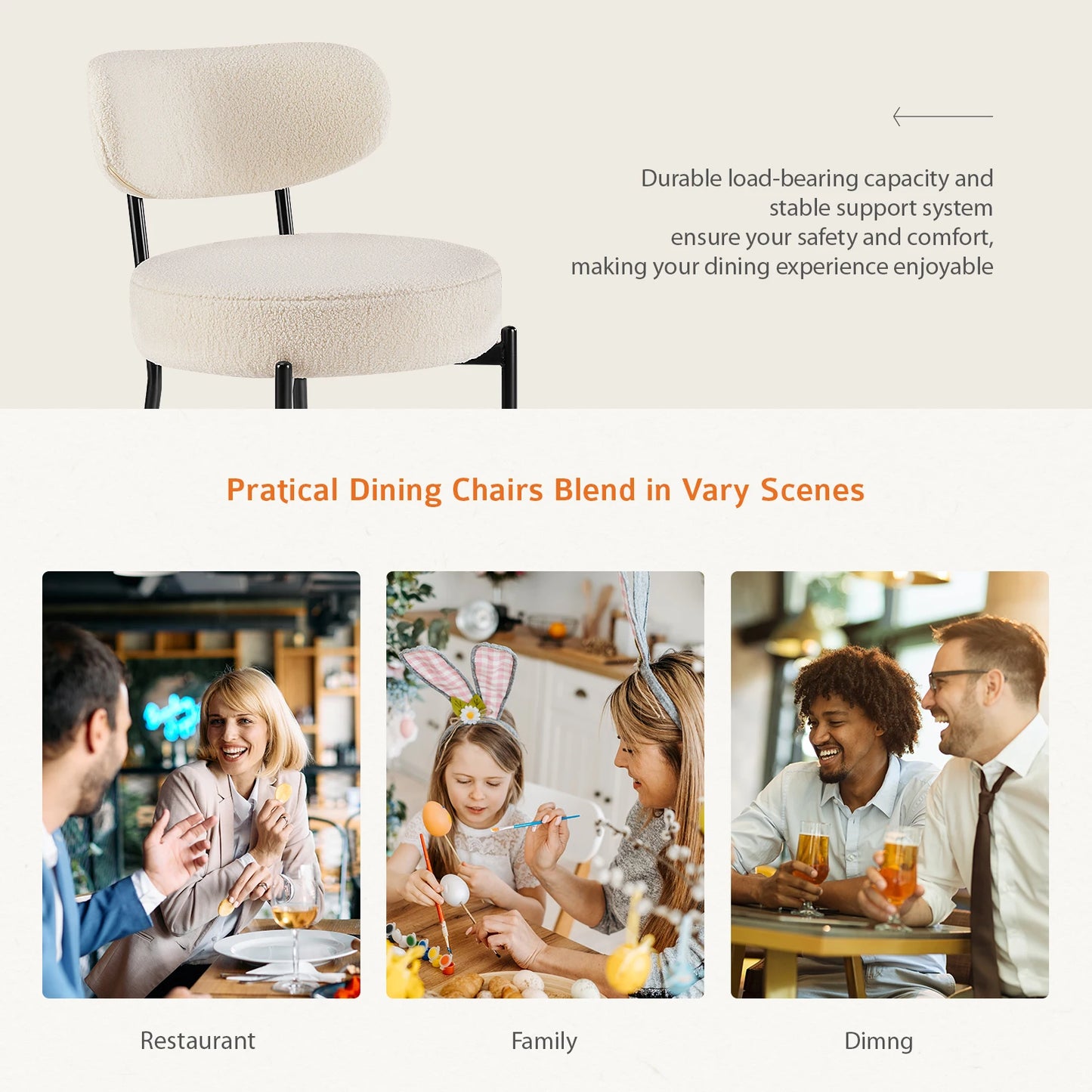 Ergonomic Round Dining Chairs (Set of 2)