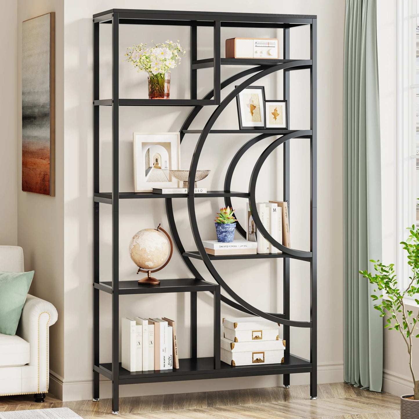 Half‑Moon Etagere Bookcase