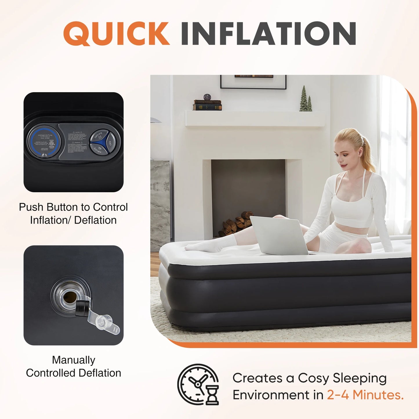Queen Twin Size Air Mattress with Built-in Pump