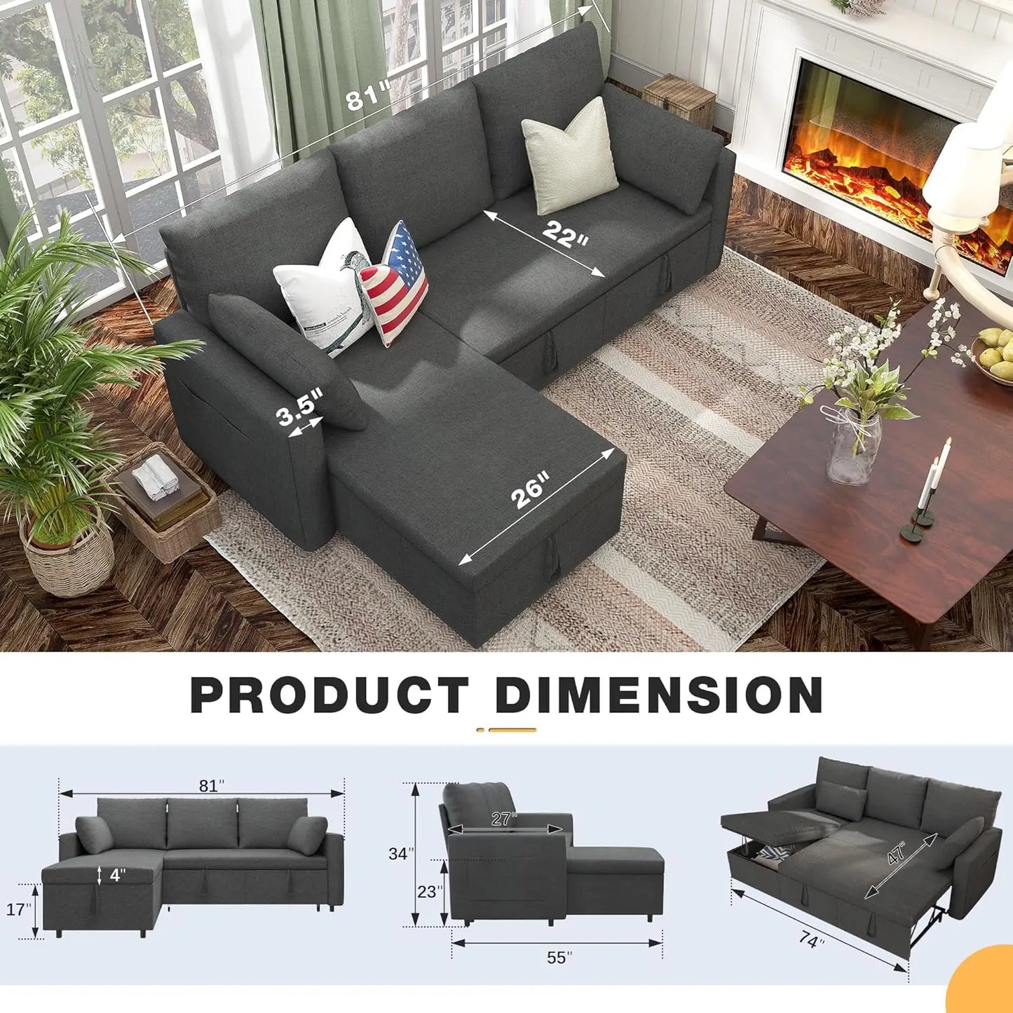 L‑Shaped Convertible Sofa