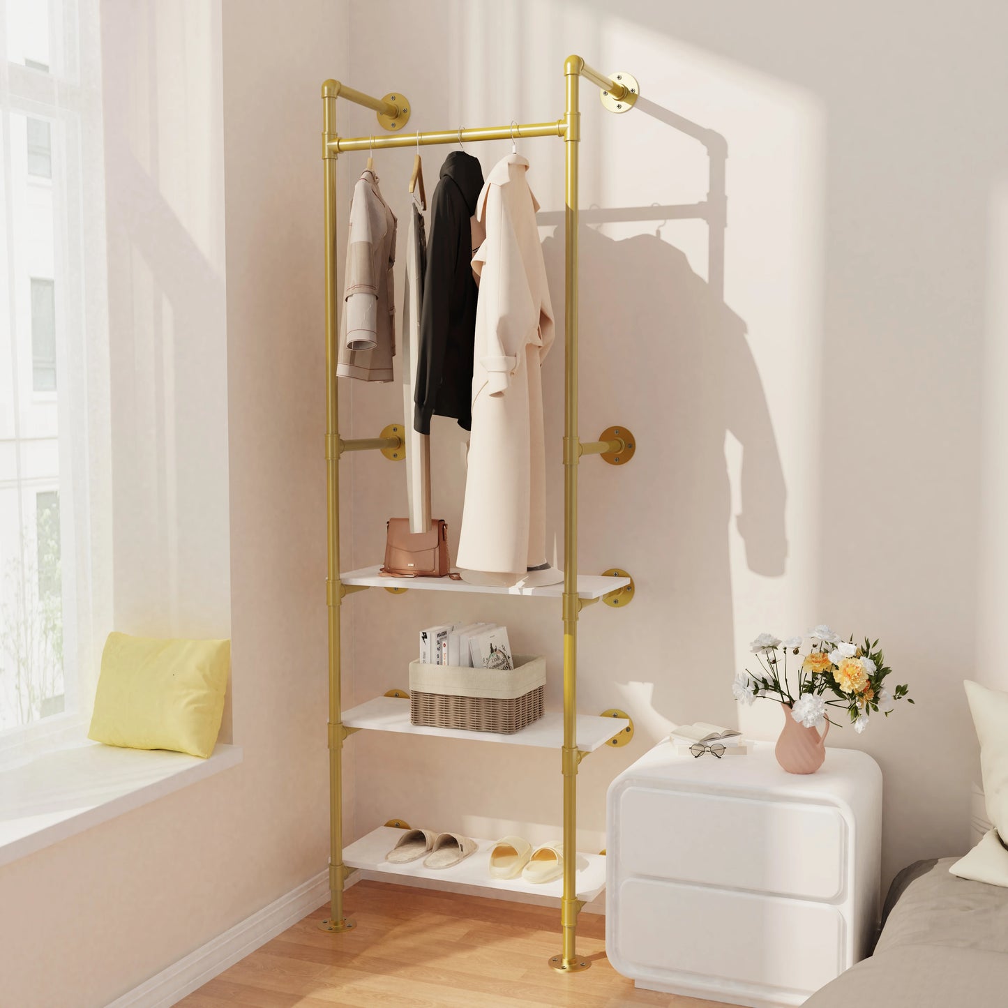 Industrial Pipe Wall Garment Rack