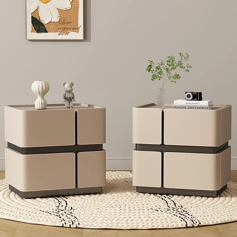 Set of 2 Modern Nordic Night Tables – Italian Minimalist Storage Bedside Furniture