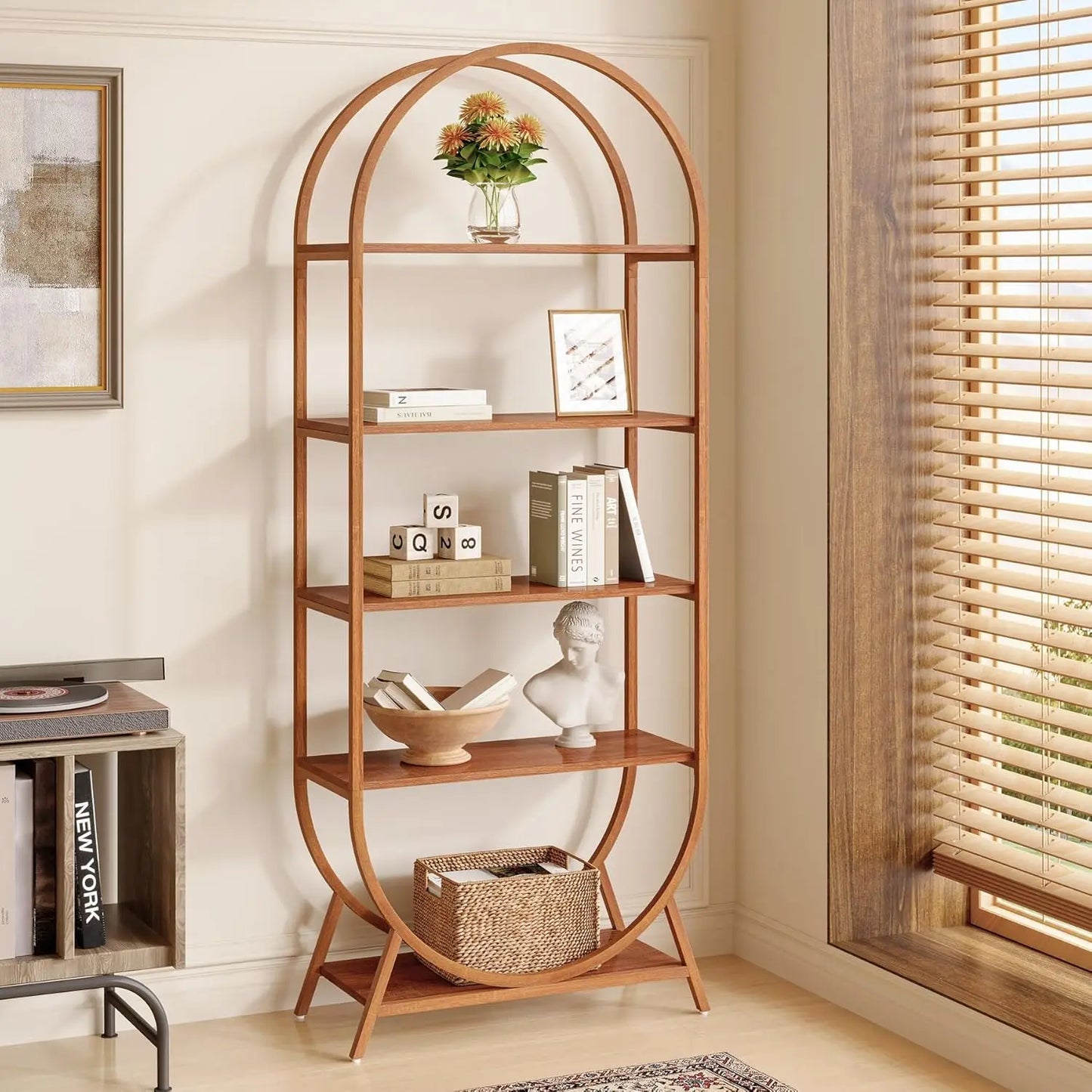Arched 5‑Tier Bookcase