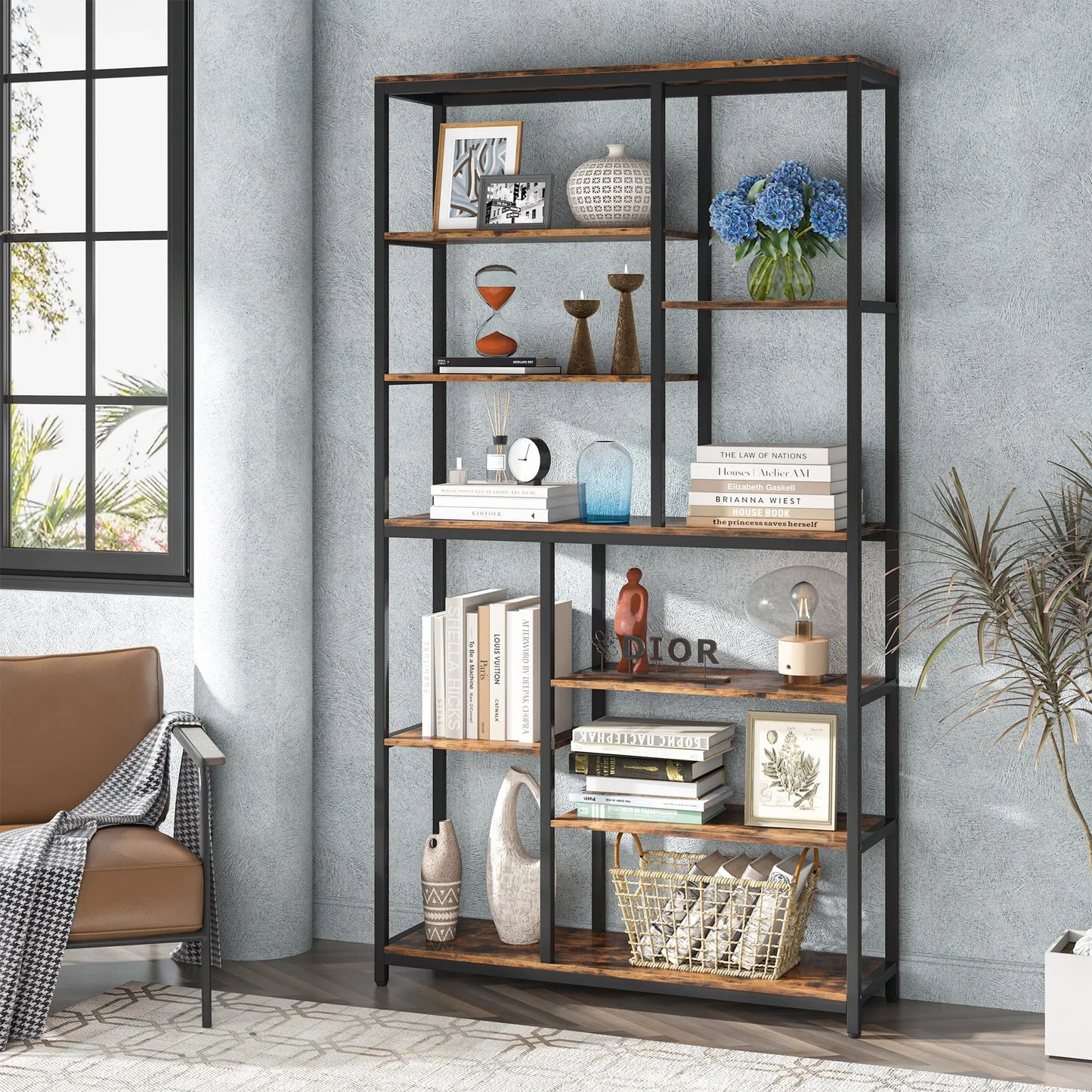Staggered 8‑Tier Bookcase