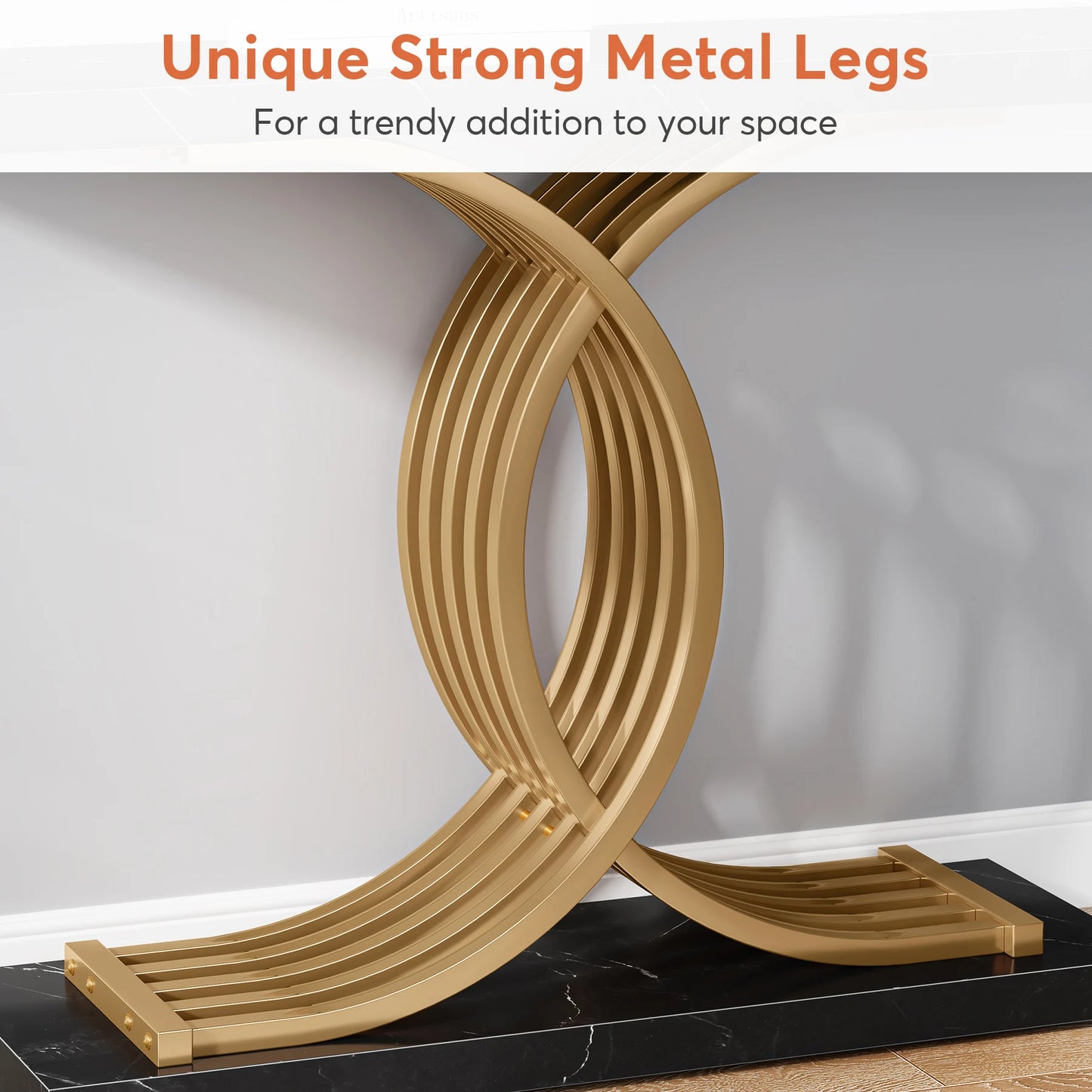 Gold Faux Marble Console