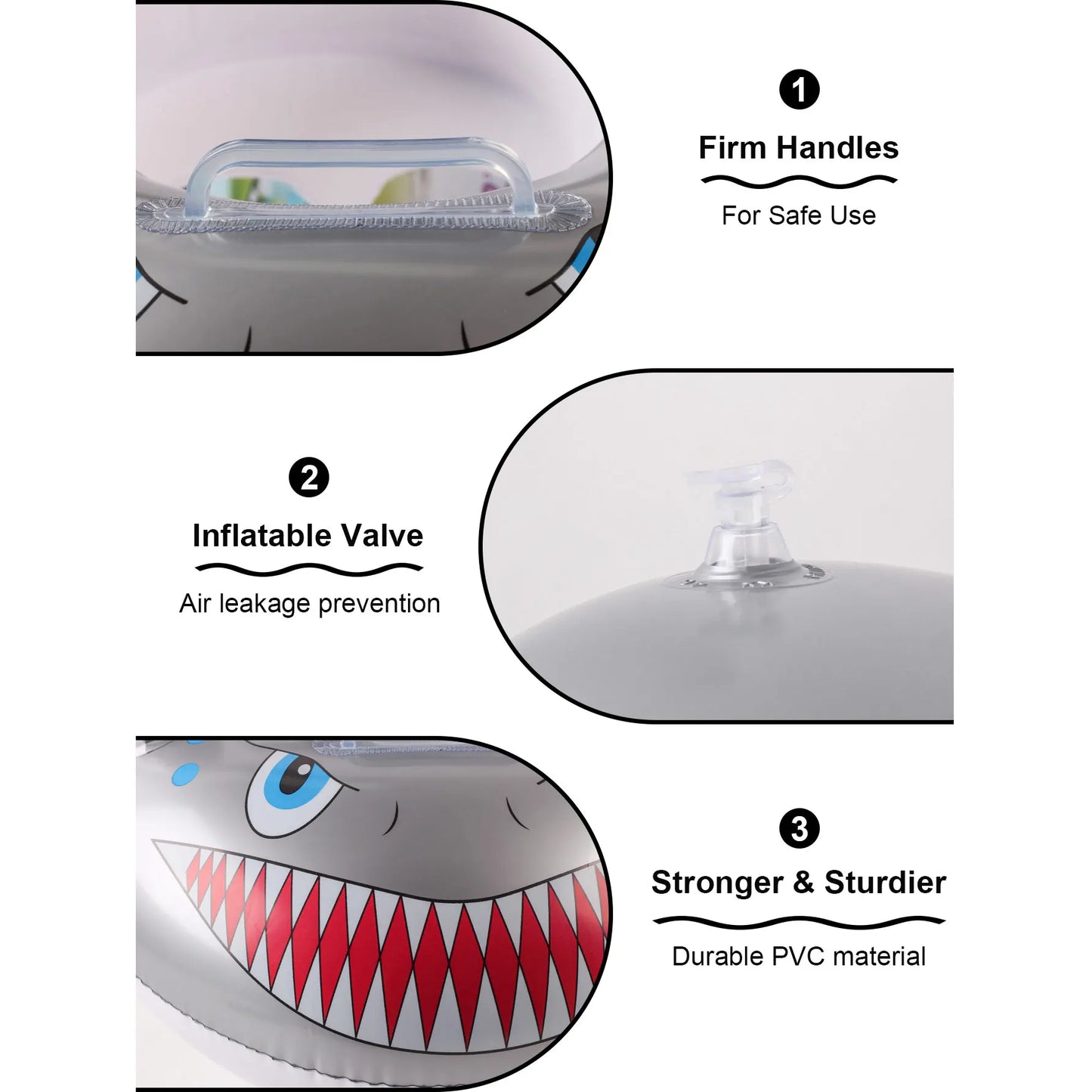 Shark-shaped Inflatable Thickened Seat Ring with Handles