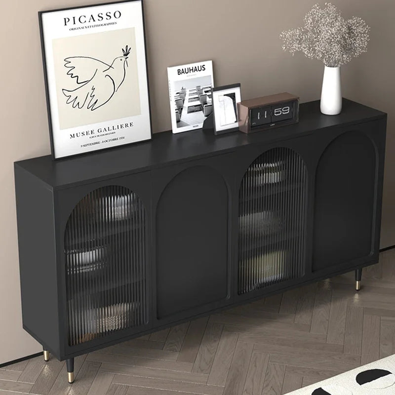 Black Luxury Dresser Cabinet – Minimalist Modern Storage with Hidden Handles and Sleek Drawers