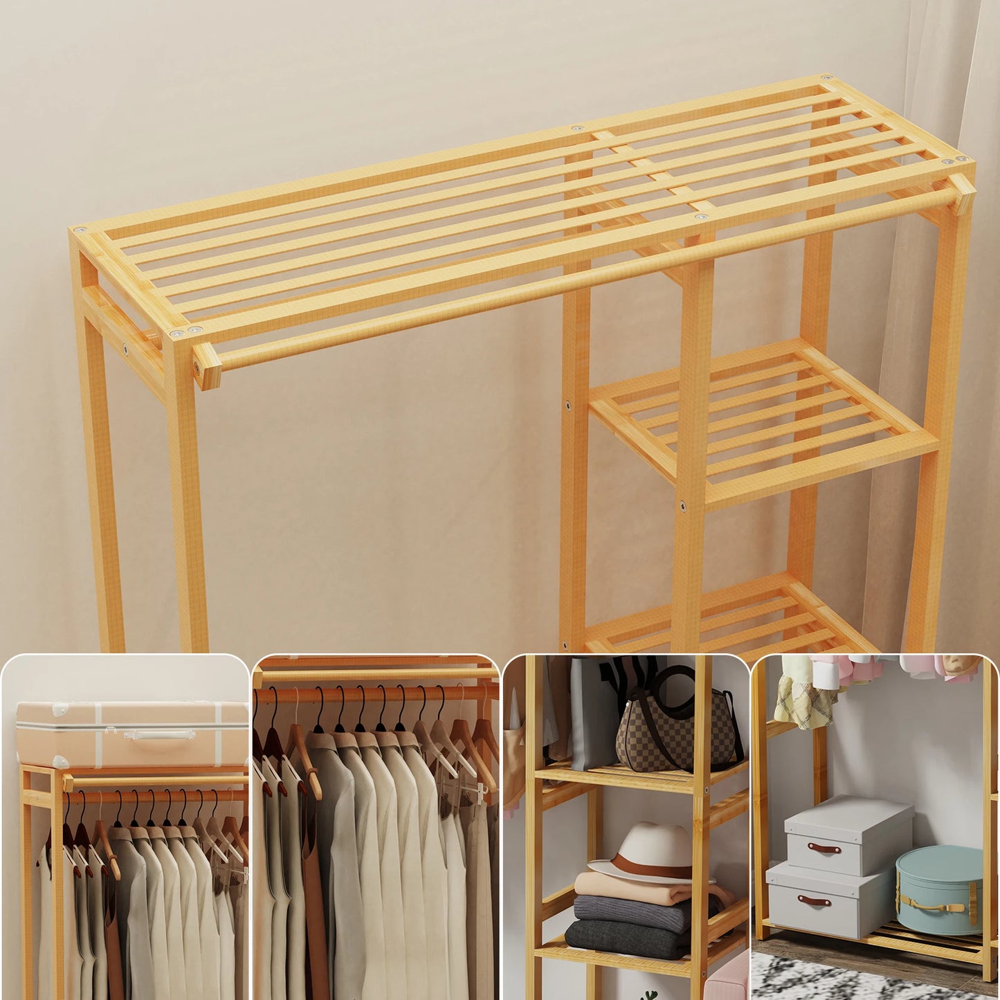 6-Tier Bamboo Closet Organizer Rack