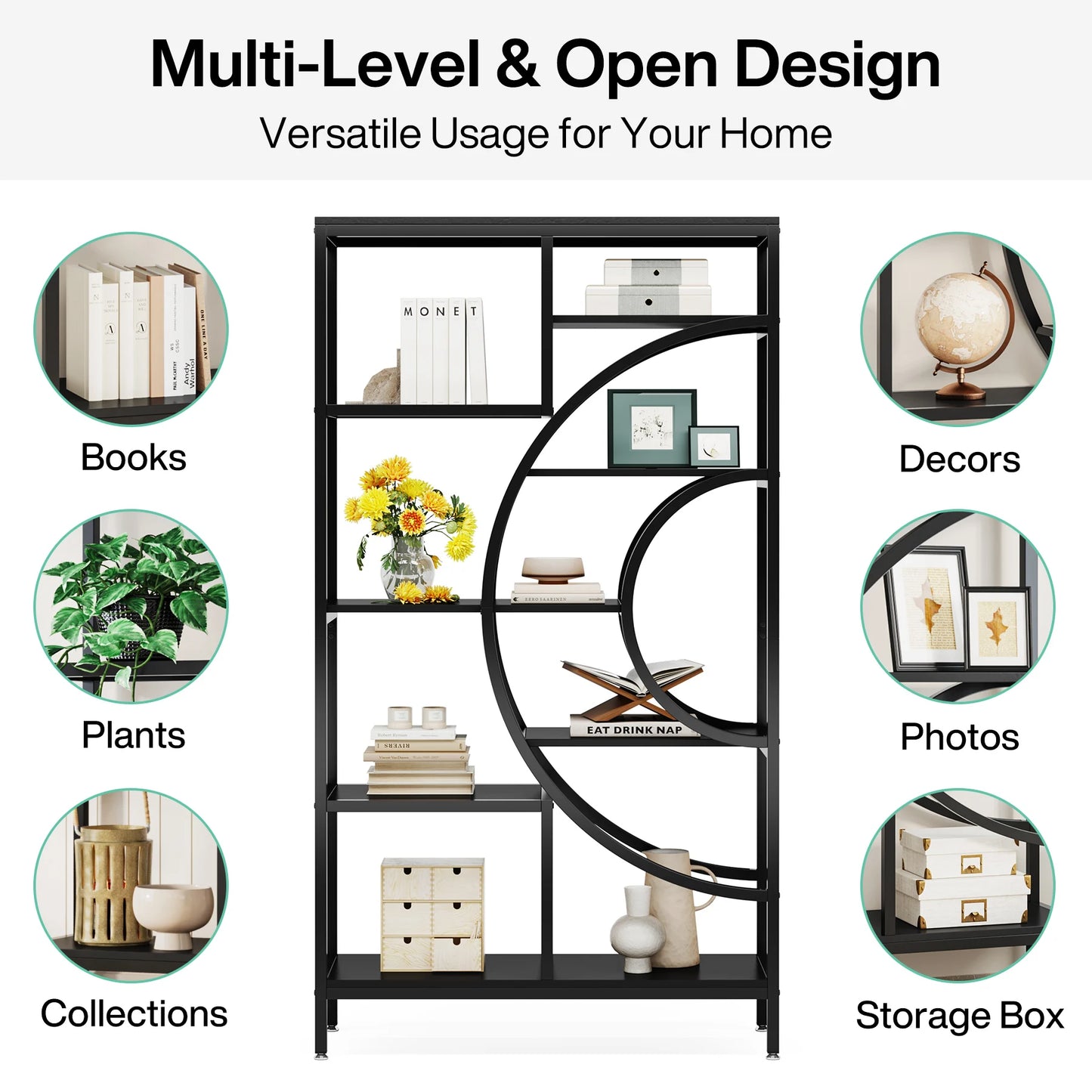 Half‑Moon Etagere Bookcase