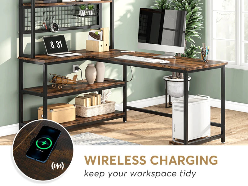 Wireless Charging L-Shape Desk