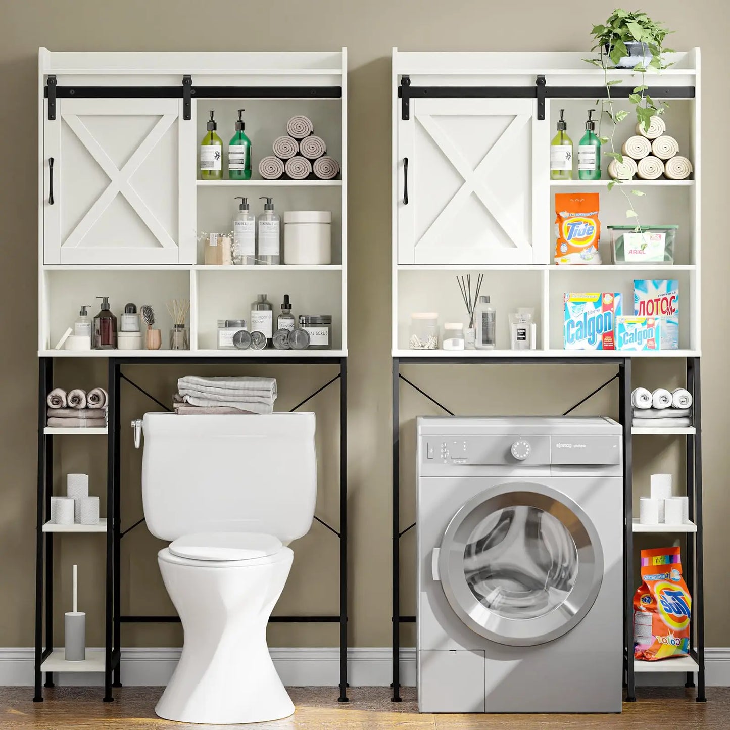 Over The Toilet Storage Cabinet with Sliding Barn Door