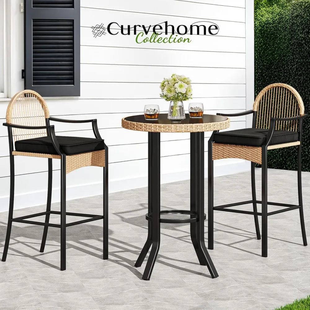 Outdoor Wicker Bar Set