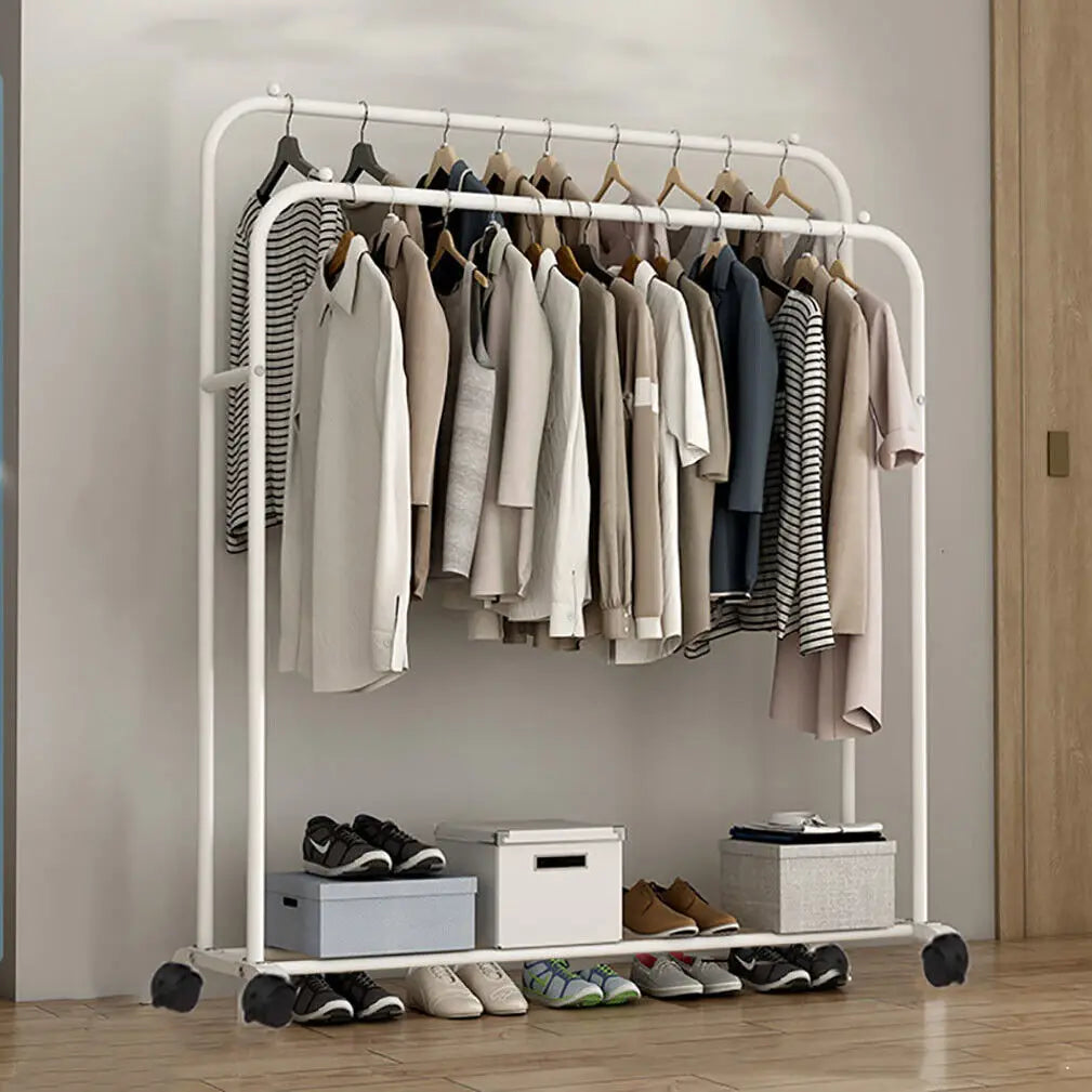 Double Rod Rolling Clothes Rack