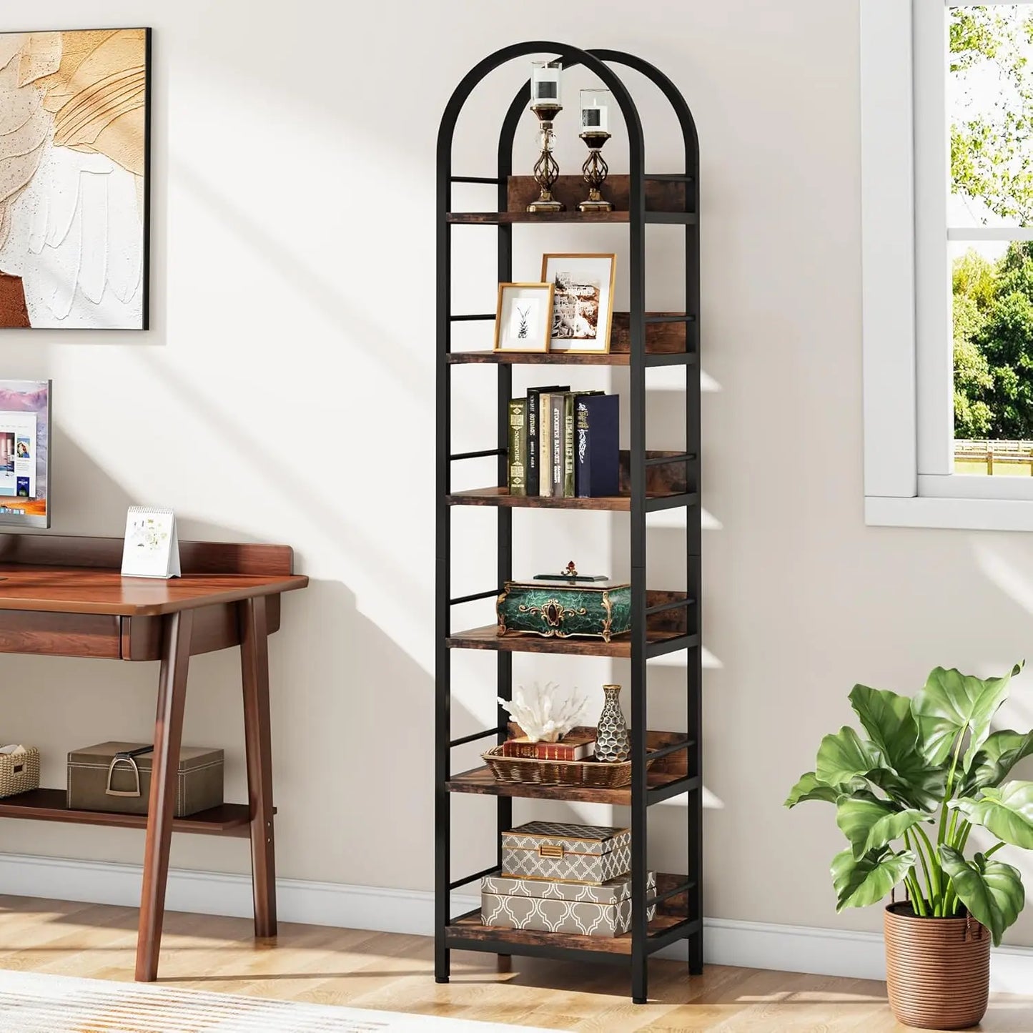 Arched 6‑Tier Bookcase