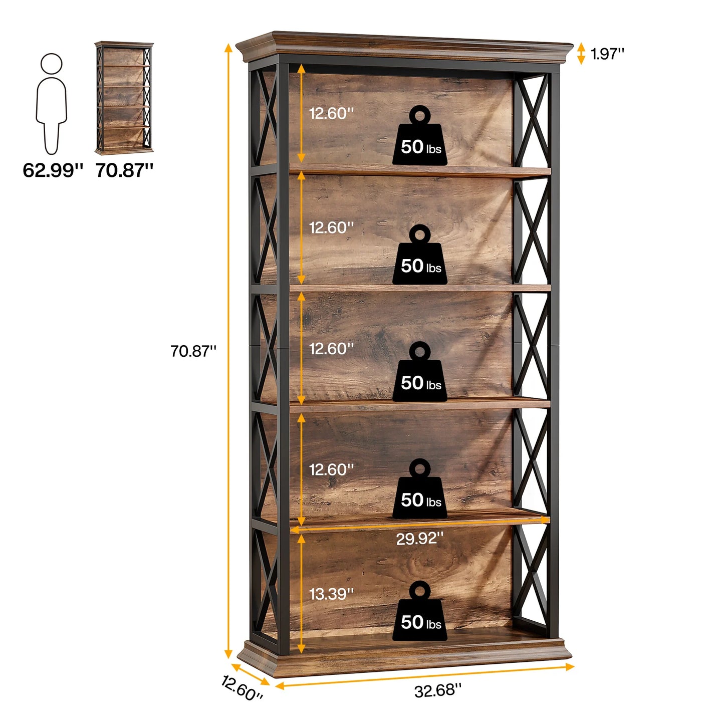 Industrial X-Frame Bookcase