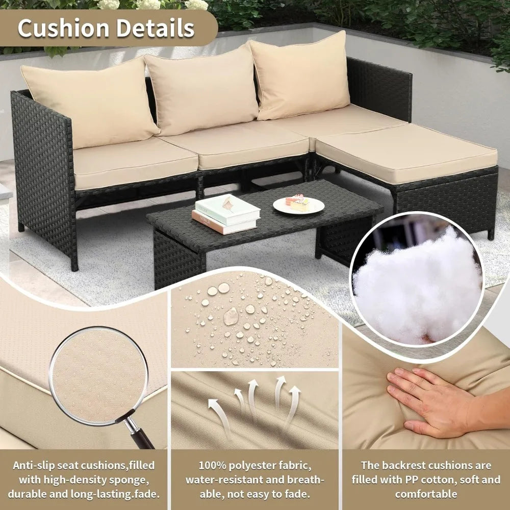 Rattan Loveseat Trio