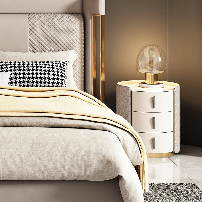 Storage Modern Nightstand – Italian Aesthetic Leather Bedside Table