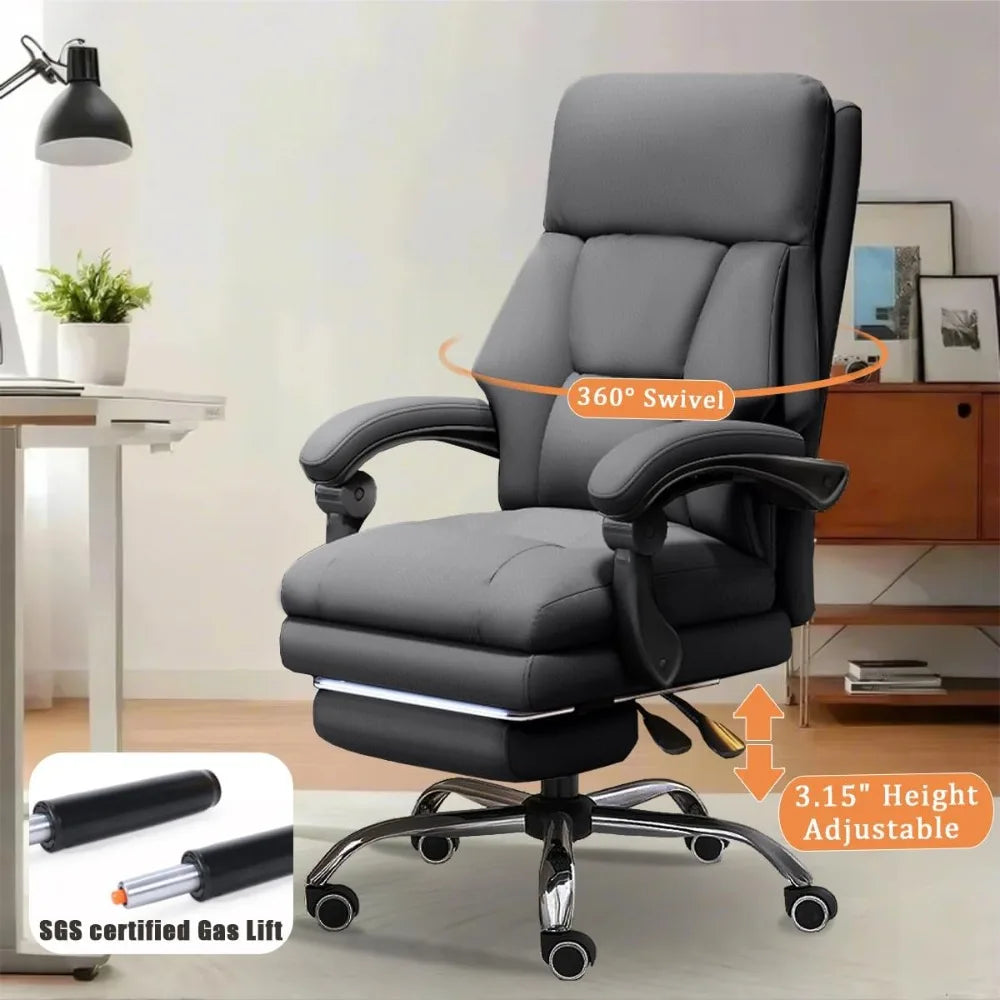 Ergonomic Leather Executive Office Chair with Footrest