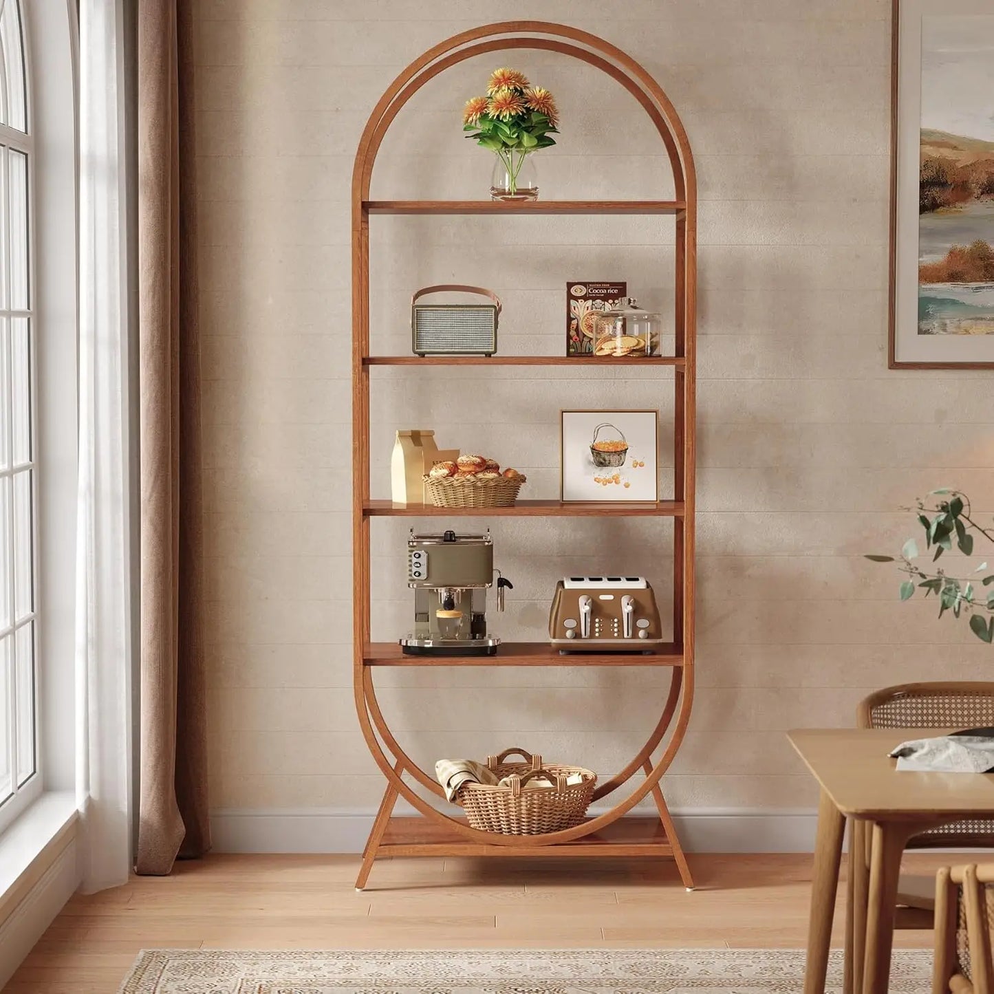 Arched 5‑Tier Bookcase