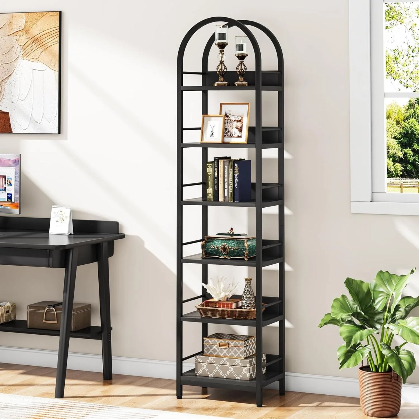 Arched 6‑Tier Bookcase