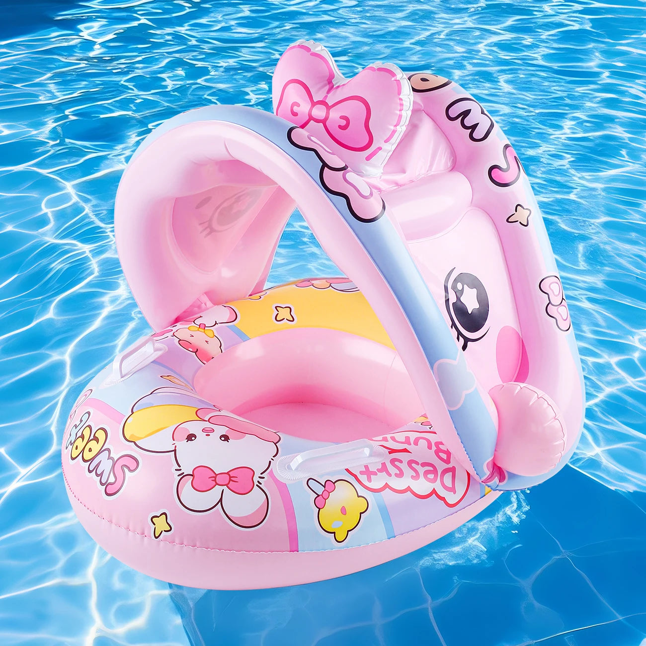 Cute Bunny Pink Inflatable Sunshade Lounger
