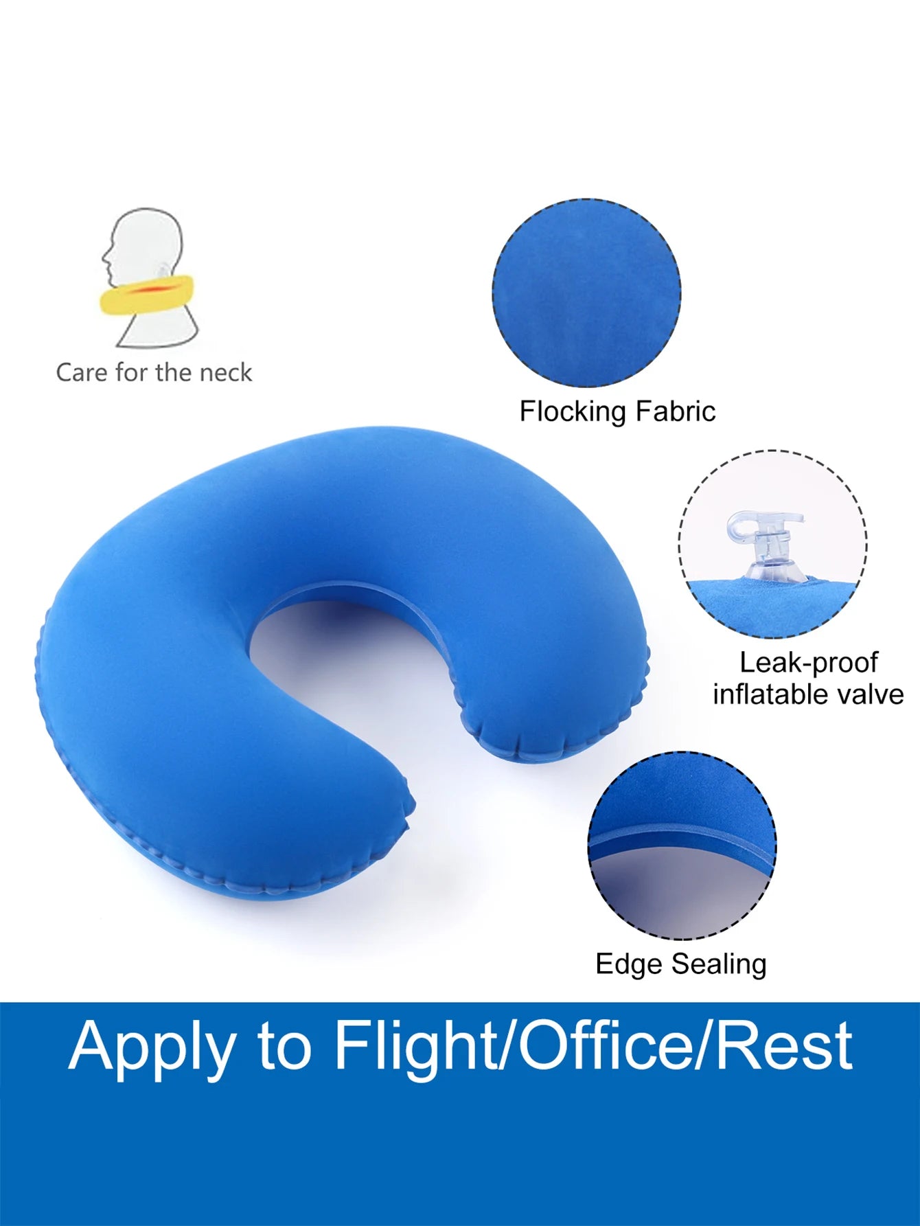 2Pcs inflatable U-shaped pillow
