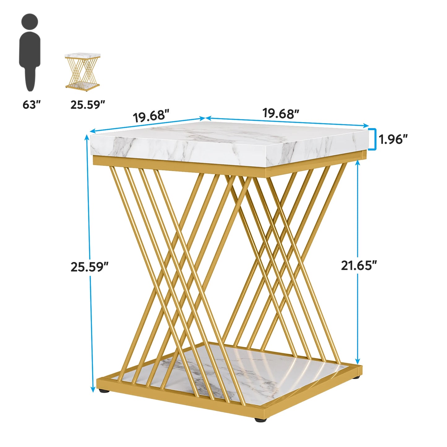 White Gold Side Table