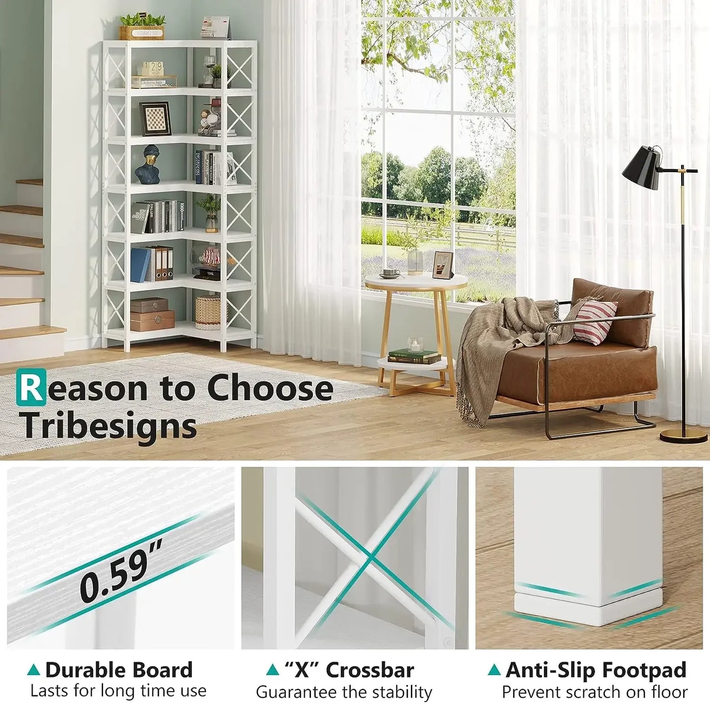 7‑Tier Corner Bookcase