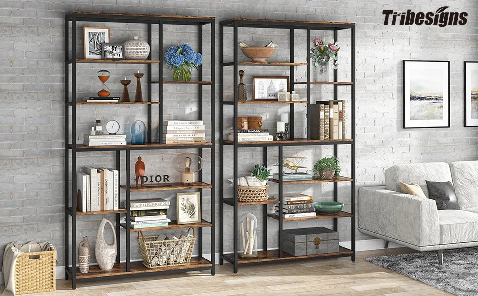 Staggered 8‑Tier Bookcase