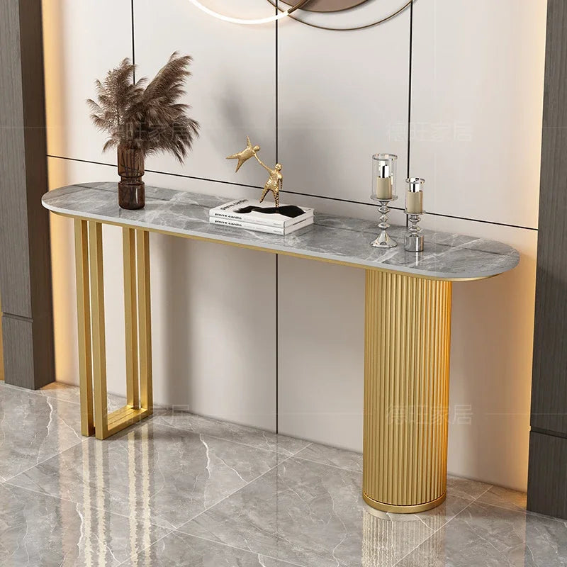 Nordic Midcentury Console Table – Modern Metal Entryway Table for Hallways and Living Room Luxury Décor