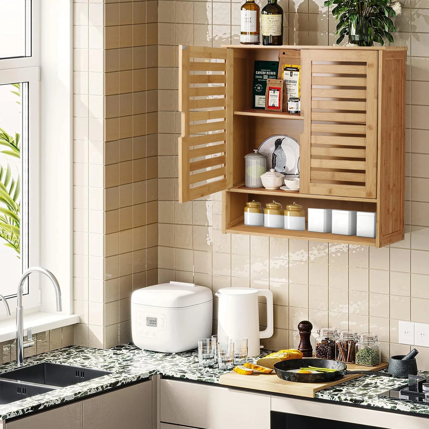 Bamboo Wall Bathroom Cabinet