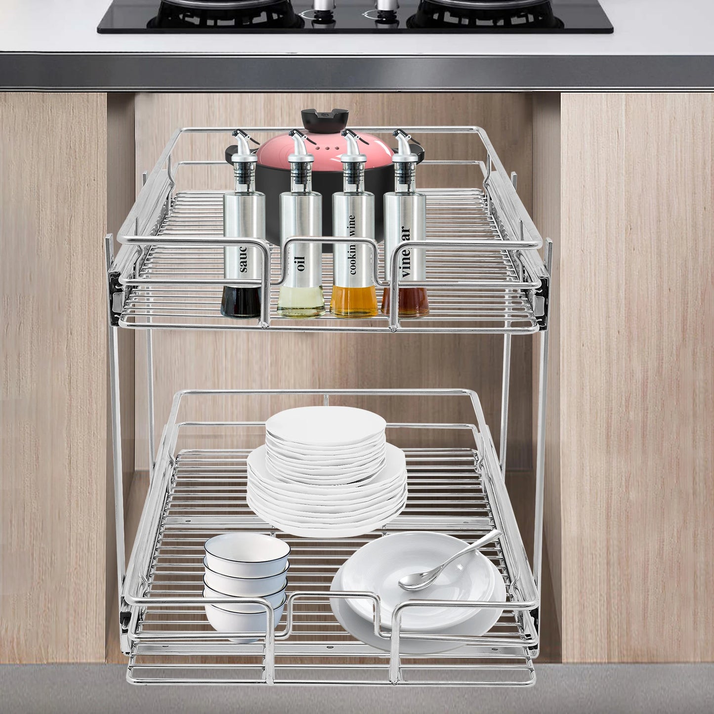 2‑Tier Pull Out Cabinet Organizer