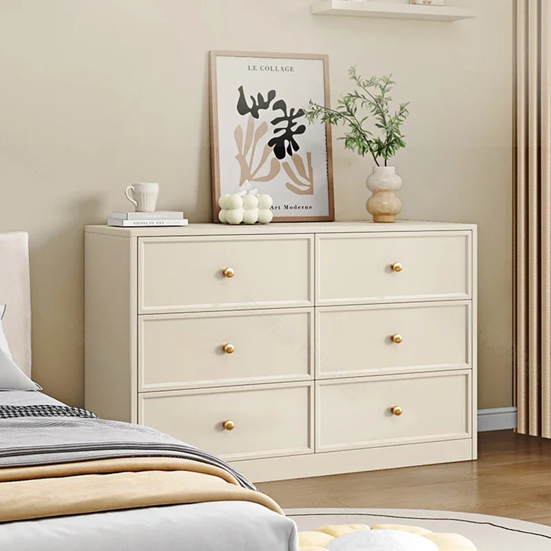 Luxury Cream Dresser Cabinet – Modern Premium Hidden Storage with Vintage Handles