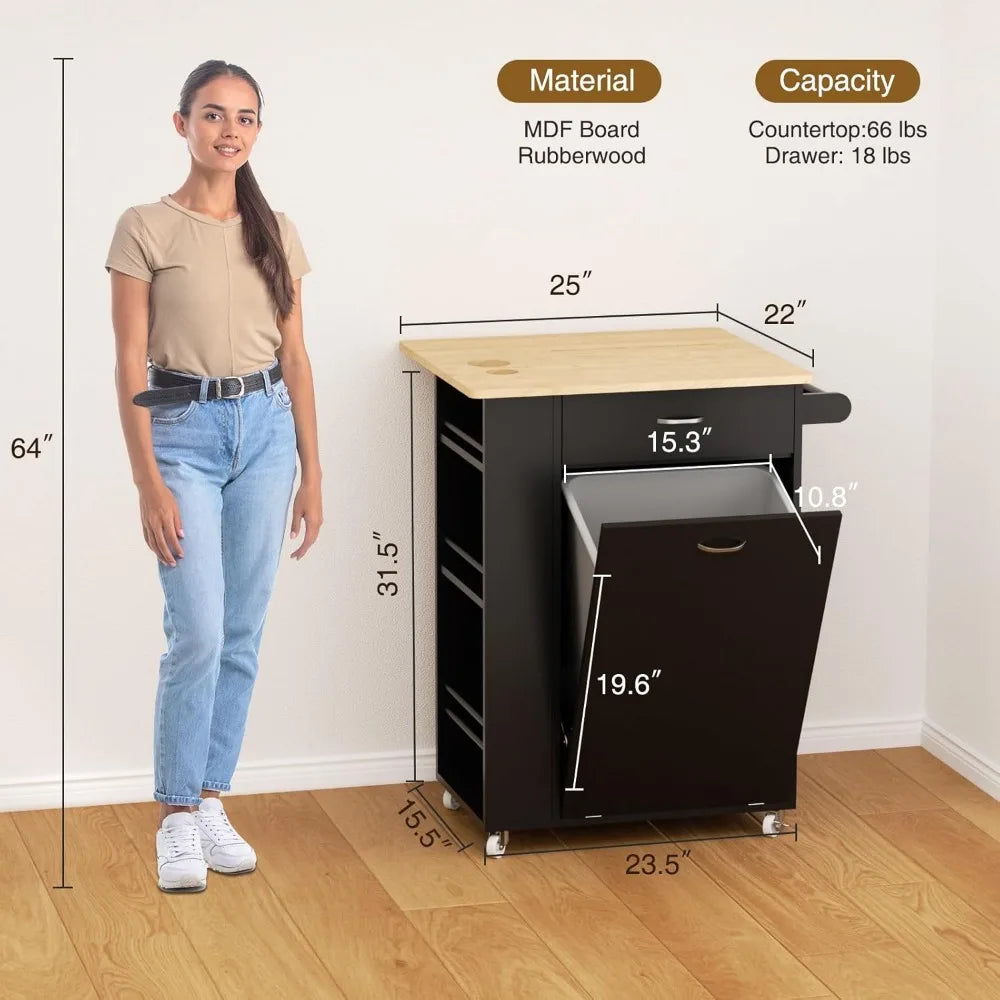 Drop-Leaf Mobile Kitchen Cart