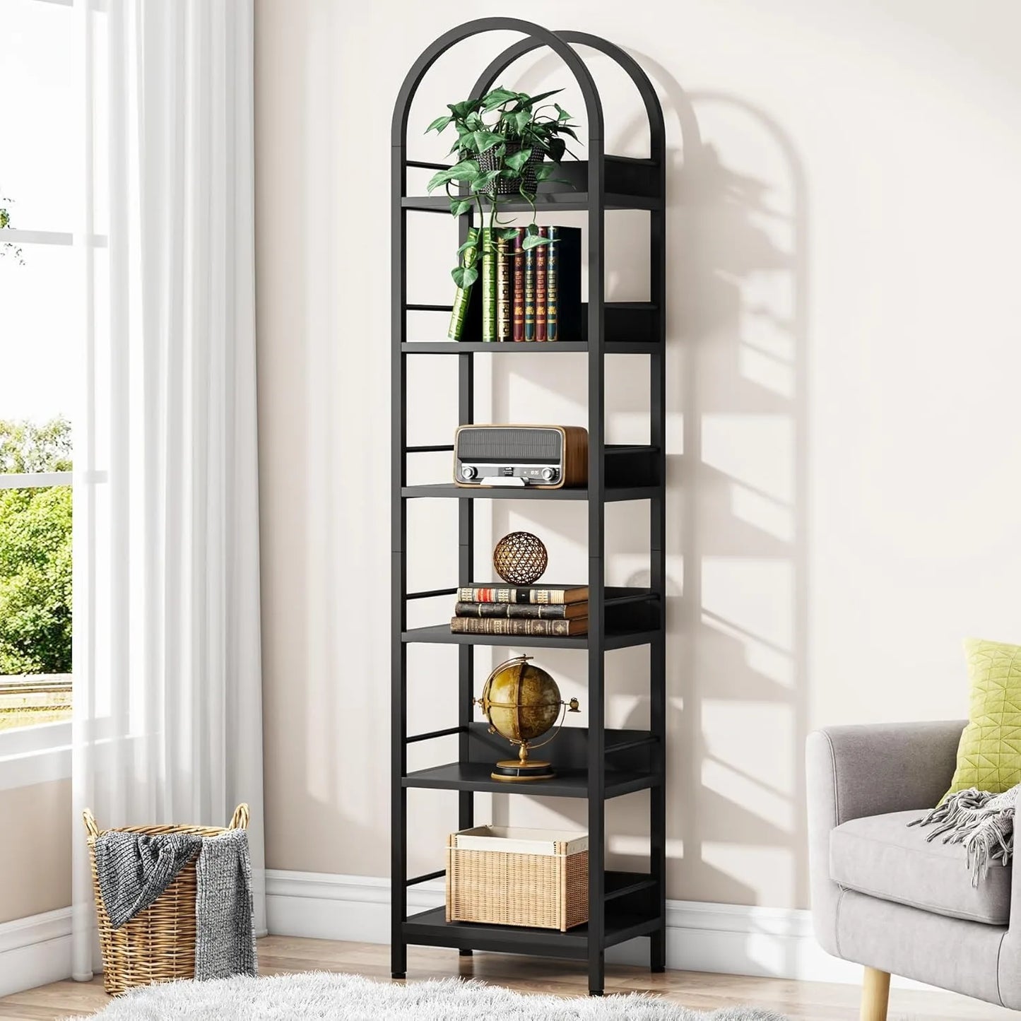 Arched 6‑Tier Bookcase